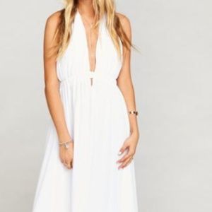 Show Me Your MuMu Luna Halter White Chiffon Gown